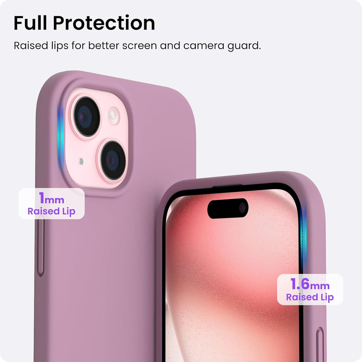 iPhone 15 Plus Hülle Silikon 6,7 Zoll Ultra dünn flüssig Lila Flieder 2023
