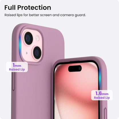 iPhone 15 Plus Hülle Silikon 6,7 Zoll Ultra dünn flüssig Lila Flieder 2023