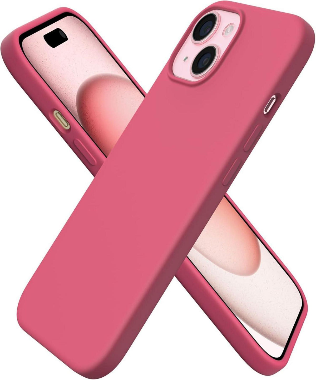 iPhone 15 Silikon Hülle 6,1 Zoll Flüssiges Silikon Pfirsich Rot