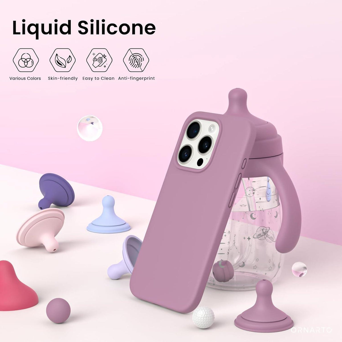 Silikon Hülle iPhone 15 Pro 6,1 Zoll flüssiges Silikon Lila