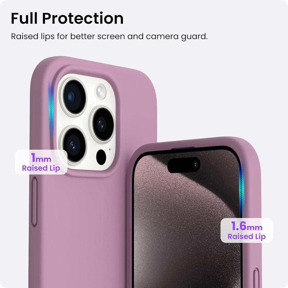 ORNARTO iPhone 15 Pro Hülle Silikon 6,1 Zoll Kratzfeste Schutzhülle Lila
