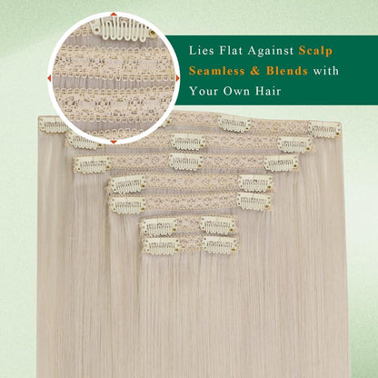 Echthaar Clip-in Extensions Platinblond 55cm