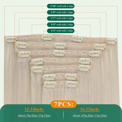 Echthaar Clip-in Extensions Platinblond 55cm
