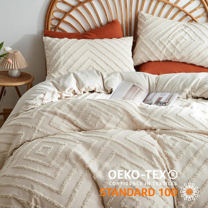 Getuftetes Boho Bettwäsche-Set 135x200 Beige