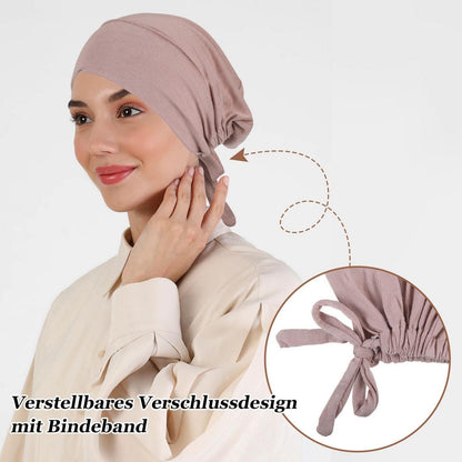 Turban Unterkappe Damen 2er Set | Hijab Cap Chemo Mütze Khaki+Grau