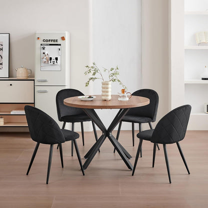 Samt Esszimmerstuhl Set – Modern & Komfortabel (Schwarz-2)