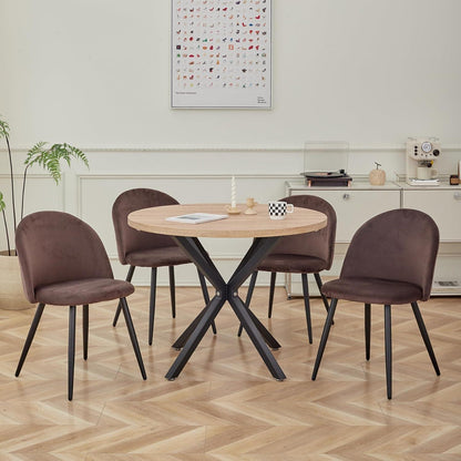 Samt Esszimmerstuhl Set (2/4/6) Braun – Modern & Komfortabel