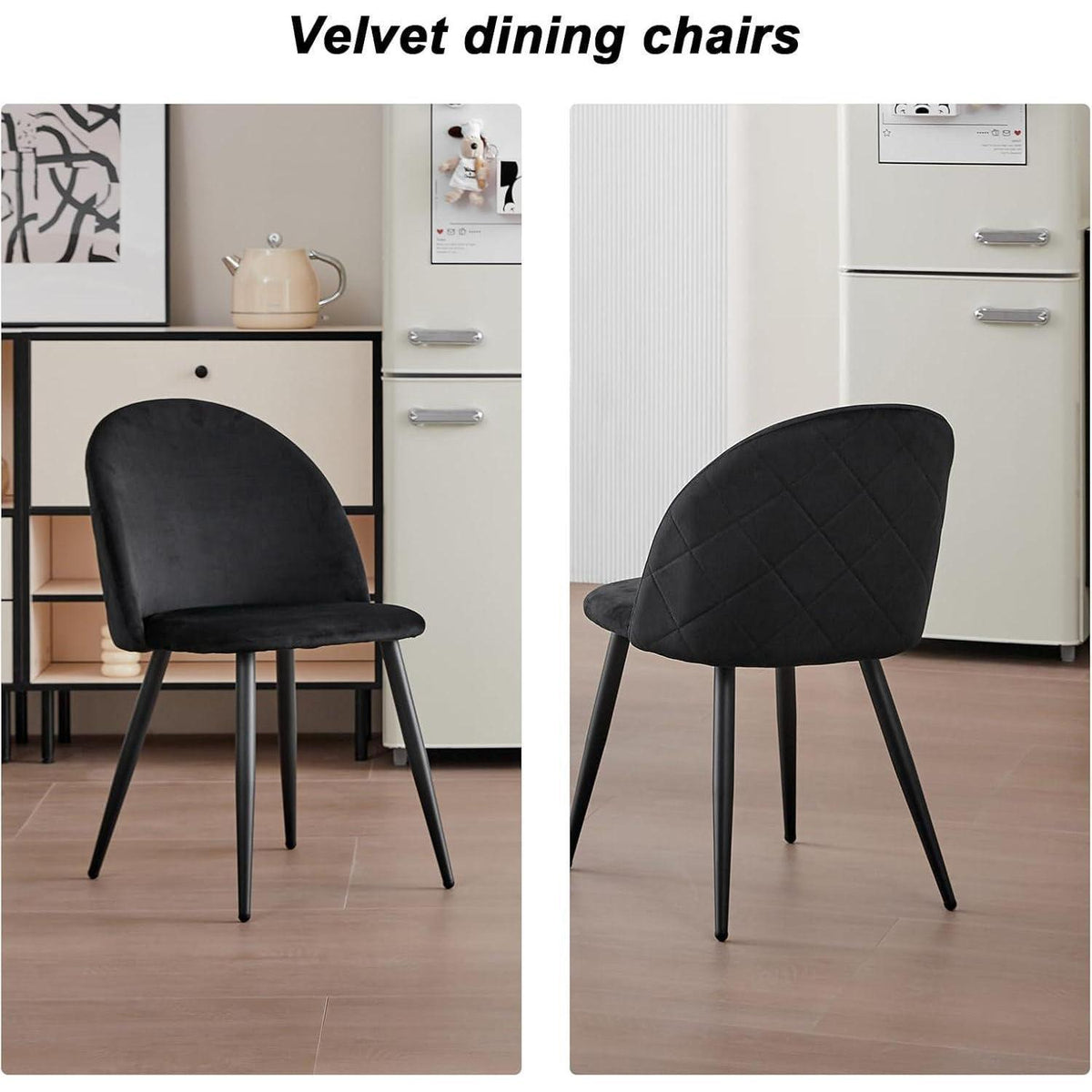 Samt Esszimmerstuhl Set (6er-Set) Schwarz