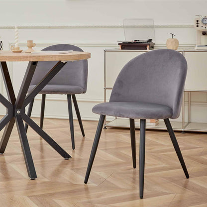 Samt Esszimmerstuhl Set (2/4/6) – Grau