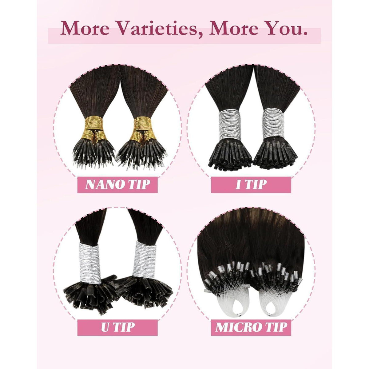 Echthaar Haarverlängerung Schwarz 60cm - Micro Ring Extensions