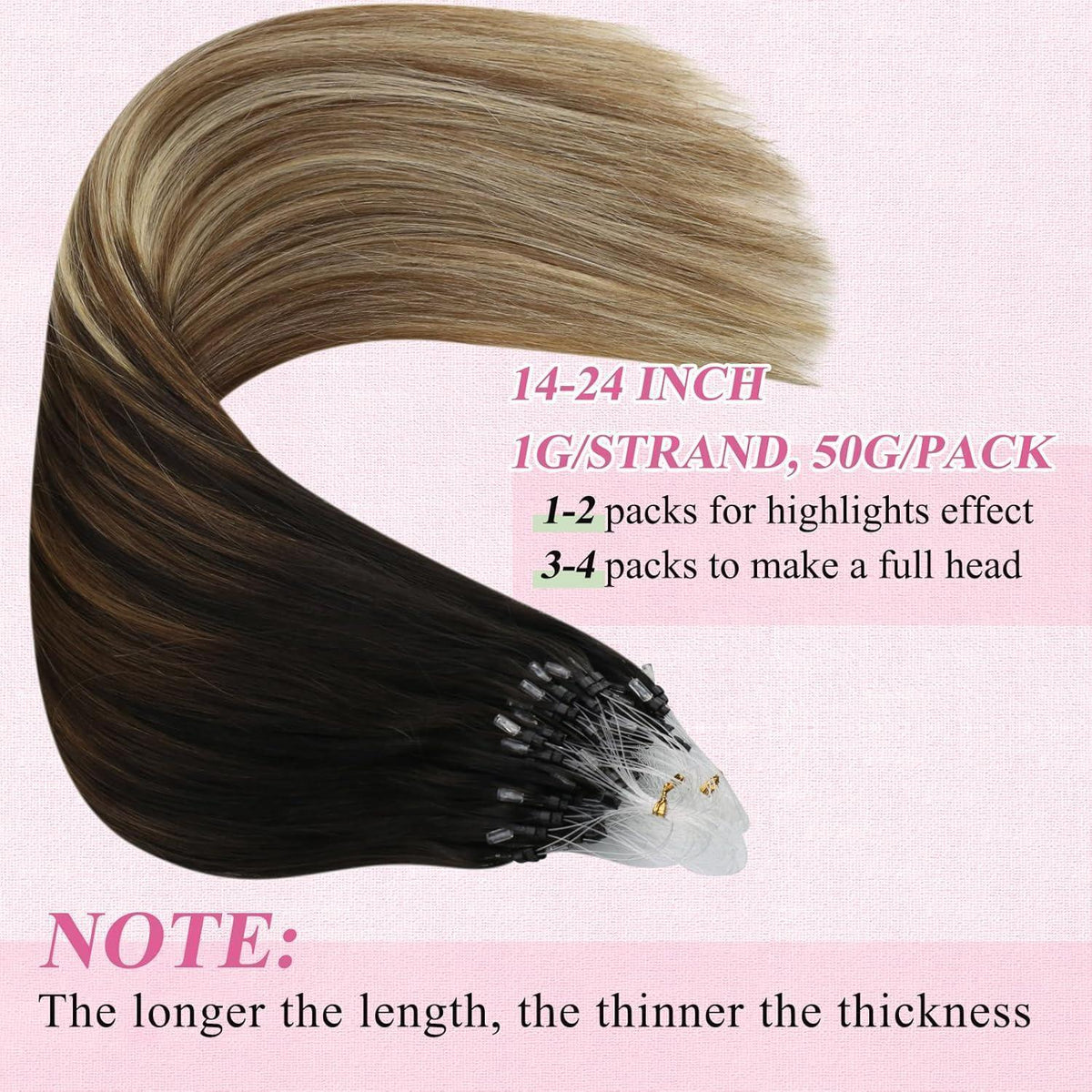 Echthaar Balayage Extensions Braun Blond 55cm
