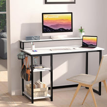 Schreibtisch Weiß 100x50 cm mit Regal Monitorständer Home