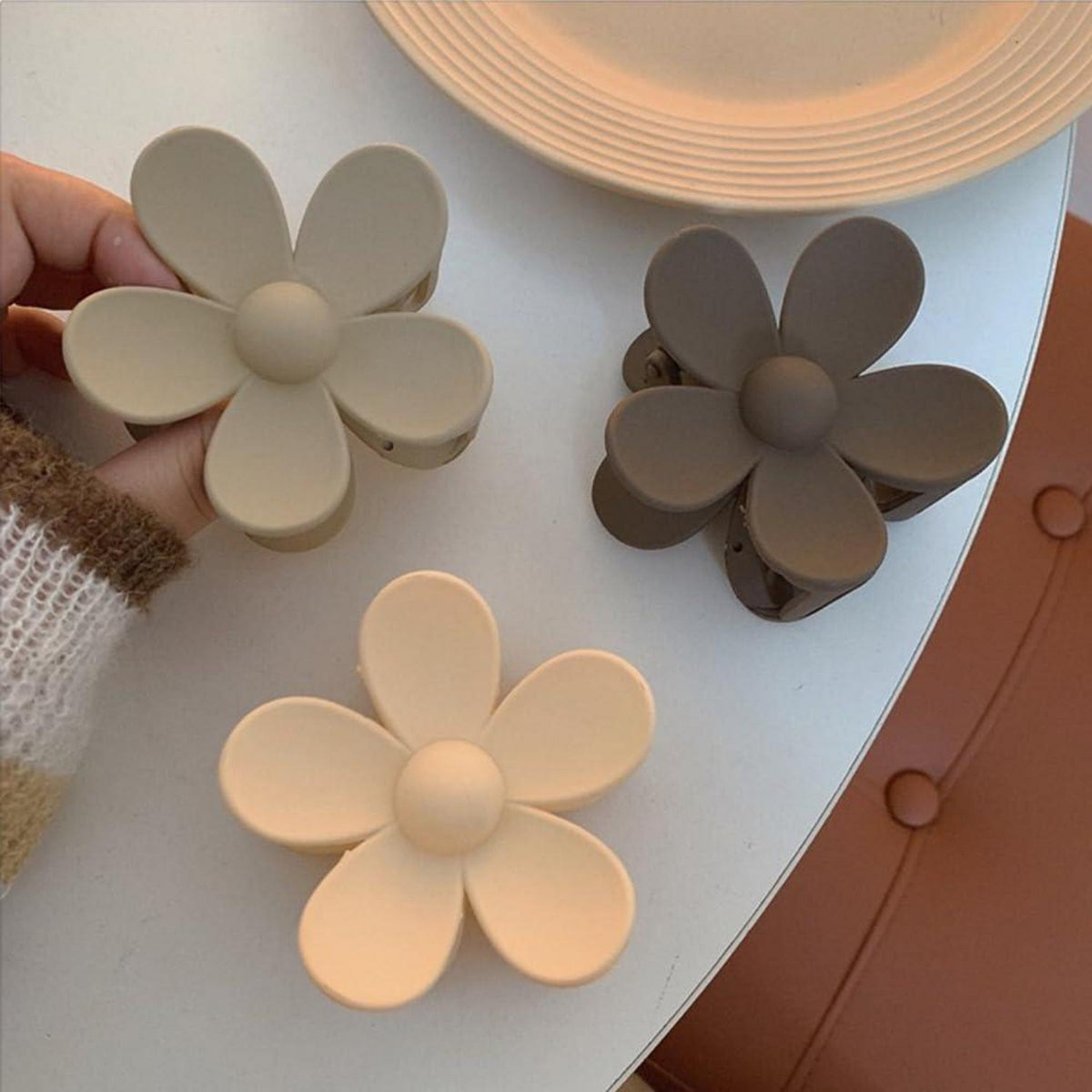 6er Set Blumen Haarklammern Acryl Matte Große Klauen Clips für Frauen