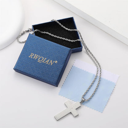 Herren Kreuzkette Bibel Verse Anhänger Schwarz Silber Gold 50-70cm