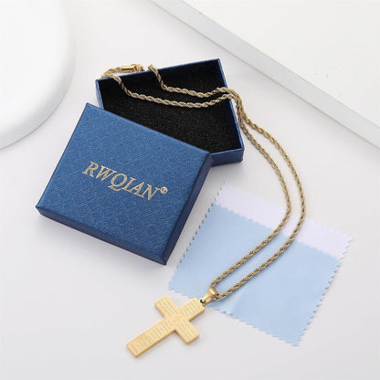 Christliche Kreuzkette Herren Silber Gold Schwarz Bibel Verse Anhänger 50-70cm