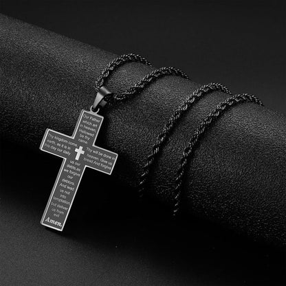 Herren Kreuz Kette Silber Gold Schwarz Kreuzkette Bibel Anhänger 50-70cm