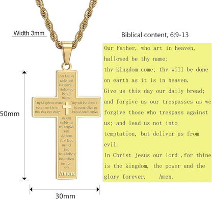 Herren Bibel Kreuz Kette Silber Gold Schwarz Christlicher