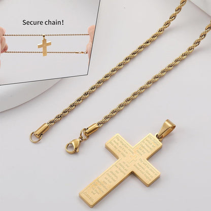 Kreuz Kette Herren Silber Gold Schwarz Bibel Verse Anhänger Männer