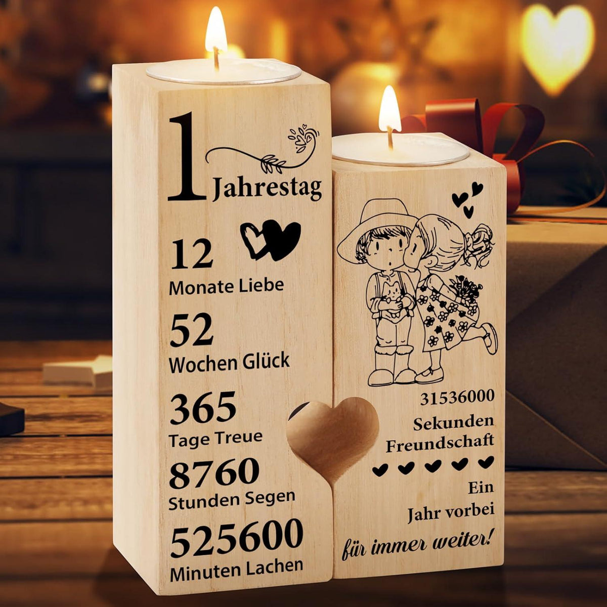 Herz-Kerzenhalter 1. Jahrestagsgeschenk Valentinstag Paare