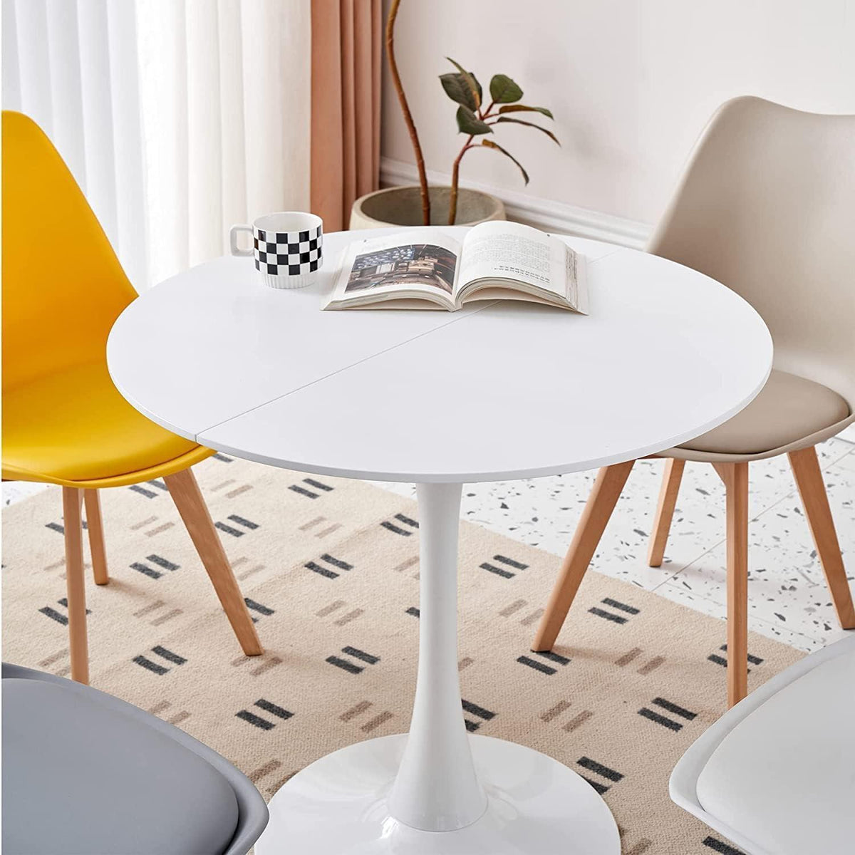 Moderner runder Esstisch weiß 80x75cm – Küchentisch