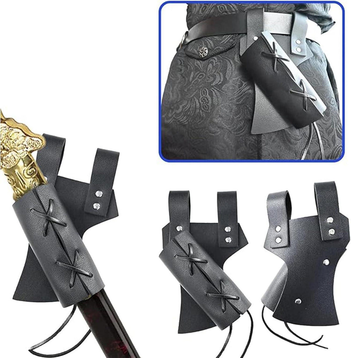 Mittelalterliches Ritterkostüm Zubehör Set Halloween Schwarz