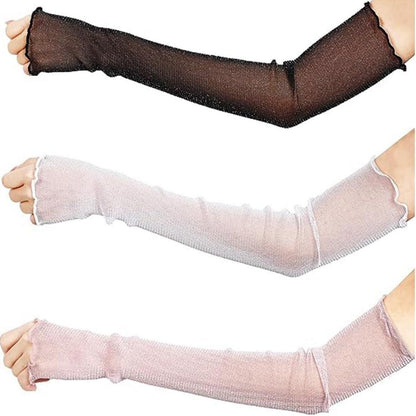 Damen Armstulpen Spitze Mesh Lang Weiß Rosa Schwarz Sonnenschutz
