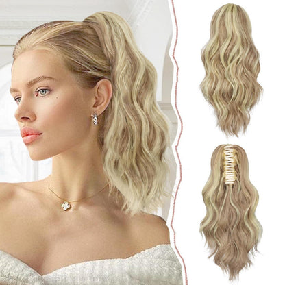 Lockiger Pferdeschwanz Clip-in Haarverlängerung – Blond & Brauntöne