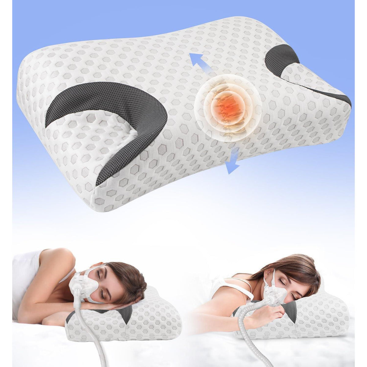 CPAP-Kissen für Seitenschläfer mit Nackenstütze, Memory Foam