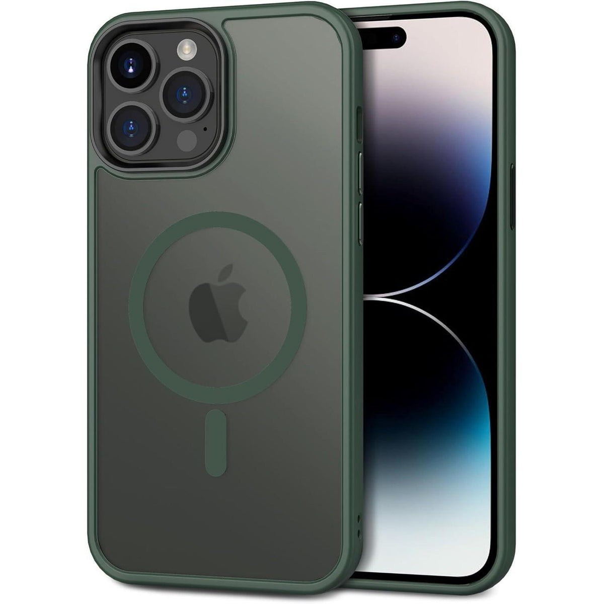iPhone 14 Pro Hülle mit MagSafe, Kameraschutz, Dunkel Grün