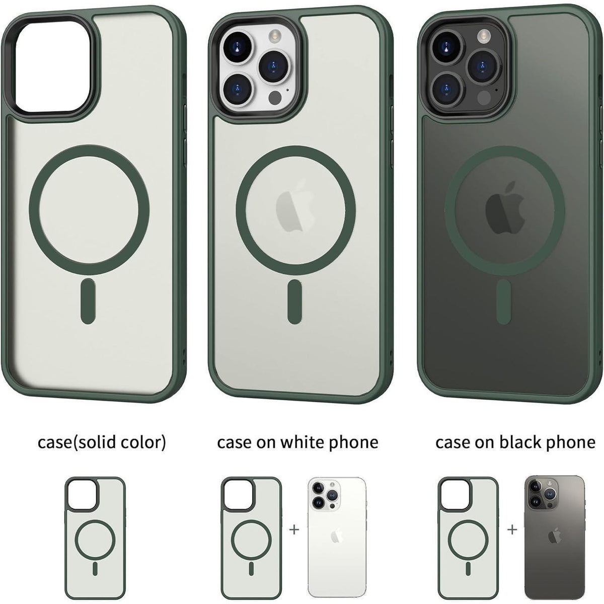 iPhone 14 Pro Hülle mit MagSafe, Kameraschutz, Dunkel Grün