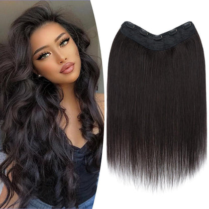 Echthaar Clip-Ins Schwarz 55 cm – Remy Haarverlängerung