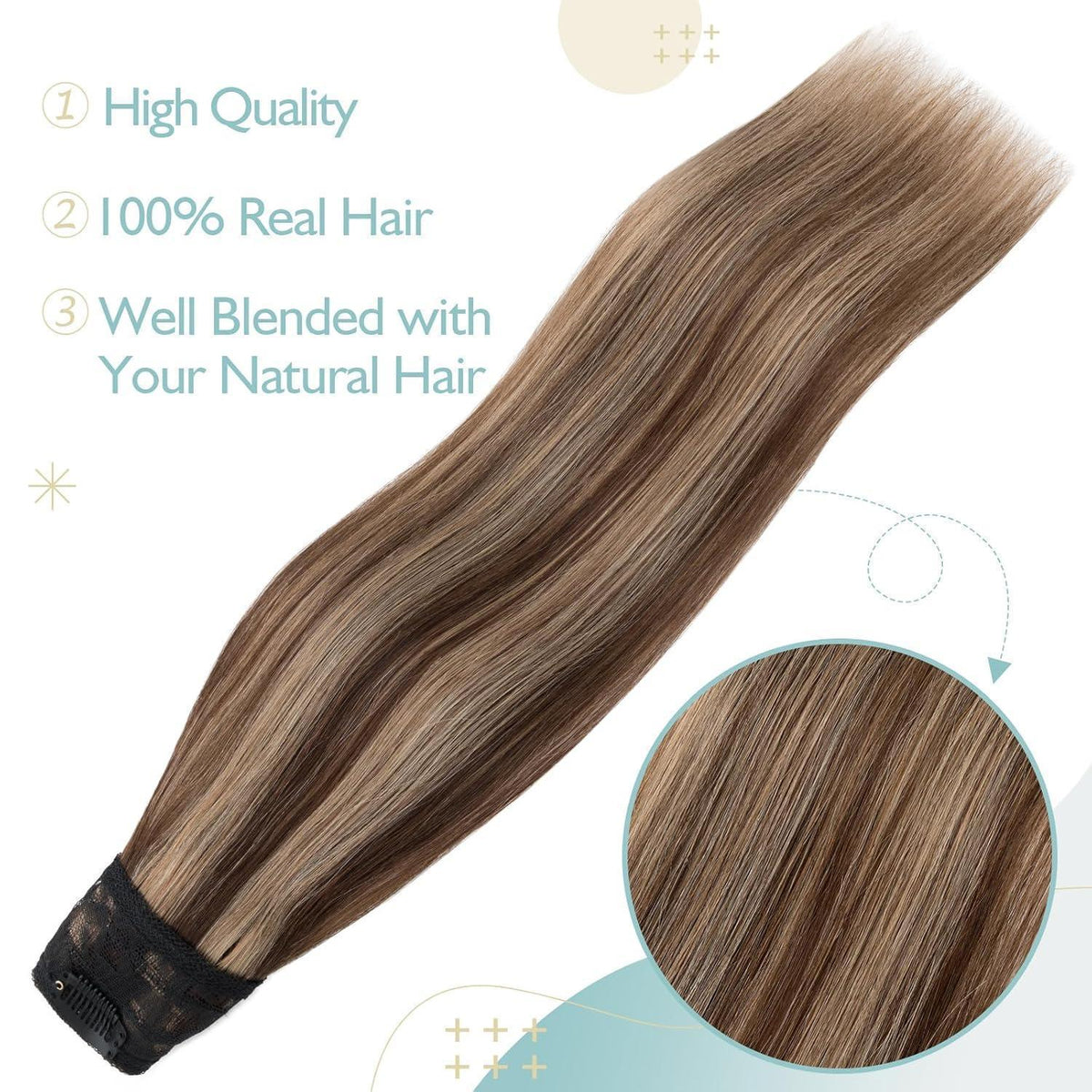 Clip-in Echthaarverlängerung Braun Balayage 55 cm