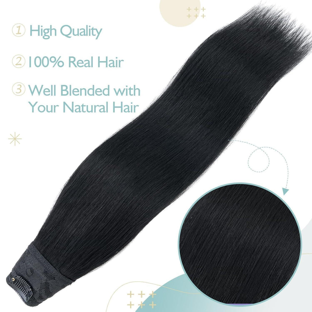 Clip in Echthaar Haarverlängerung Schwarz 55 cm – Remy Haar