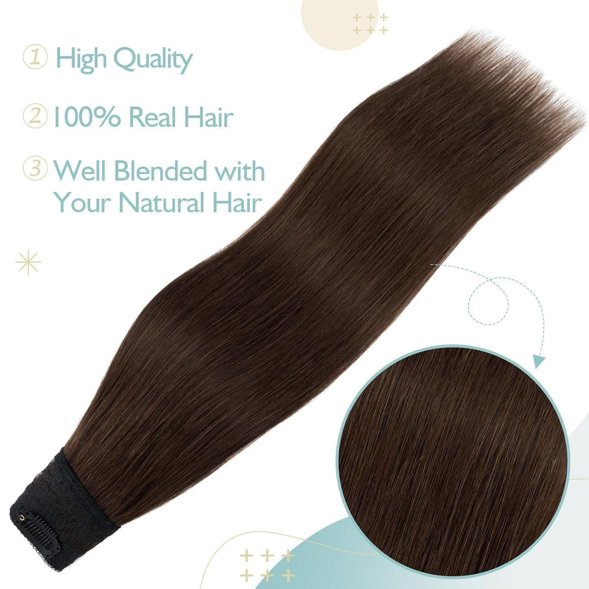 Echthaar Clip-Ins Braun 55 cm – Remy Haarverlängerung
