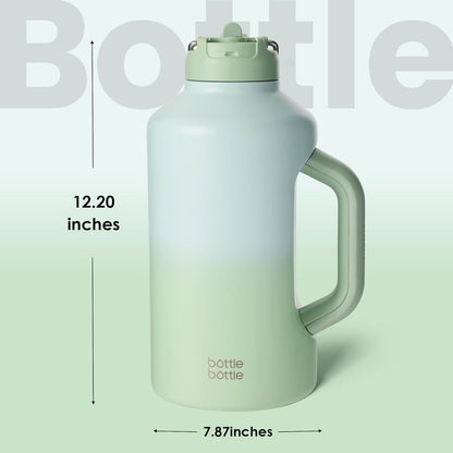 Isolierte Sport-Wasserflasche mit Strohhalm, 1,8 l, doppelter