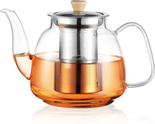 Glas-Teekanne mit Infuser, Klarglas-Teekessel und abnehmbarem