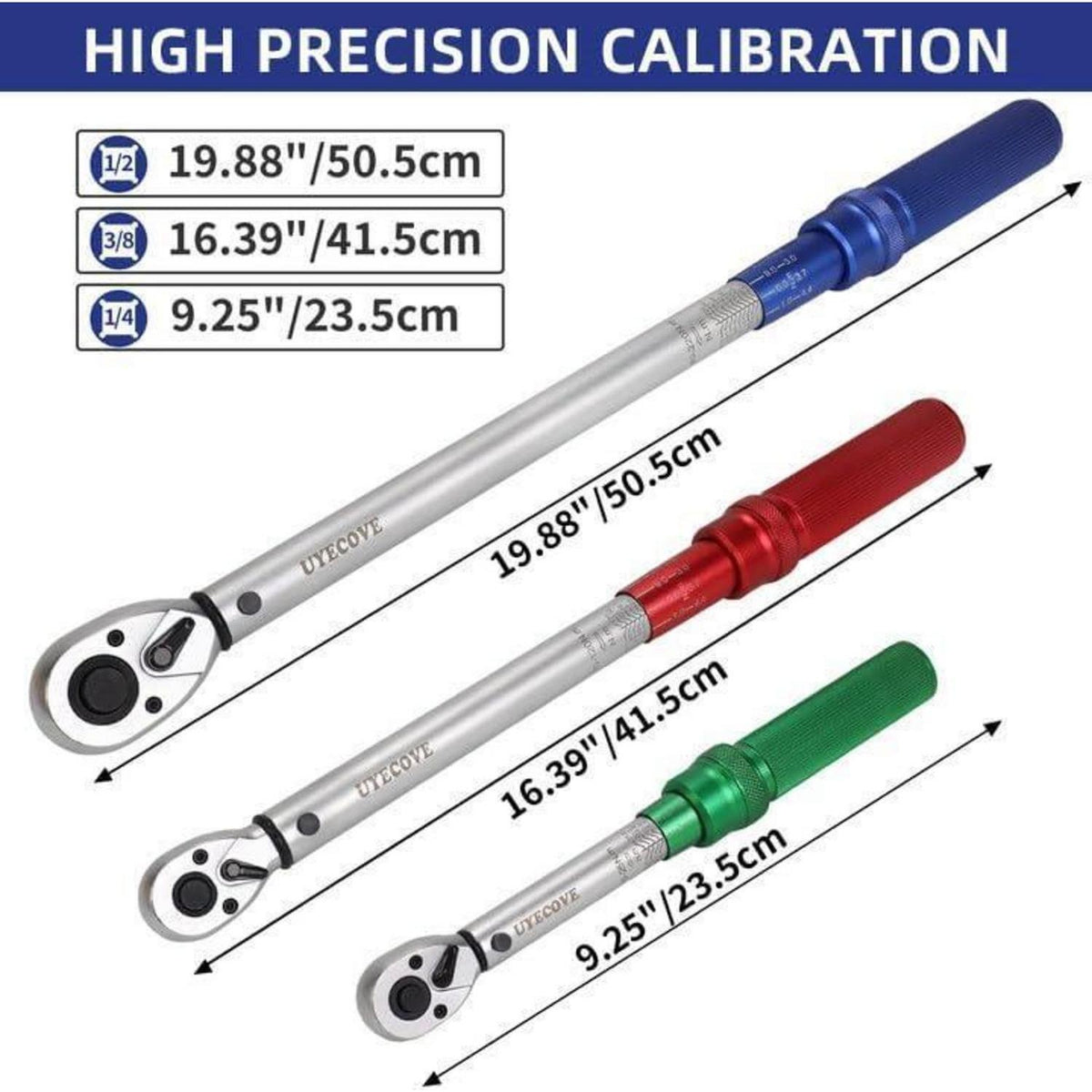 Drehmomentschlüssel Set 3-teilig 1/4" 3/8" 1/2" 5-220Nm