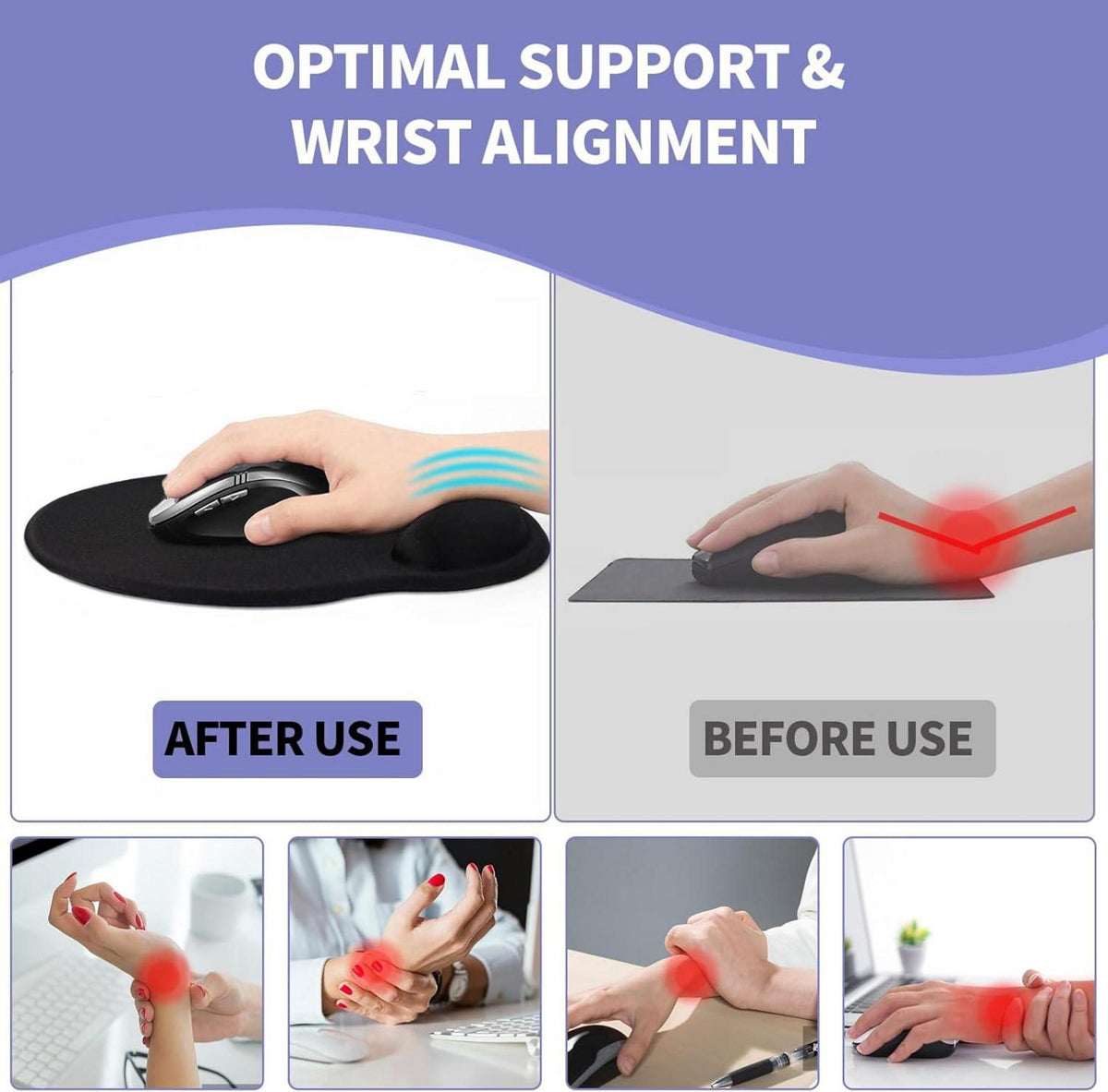 Ergonomisches Mauspad mit Gelkissen und Handauflage für Laptop und Gaming