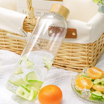 Bugucat Trinkflasche 1l Glasflasche mit Schutzhülle Dunkelgrün 1000ml