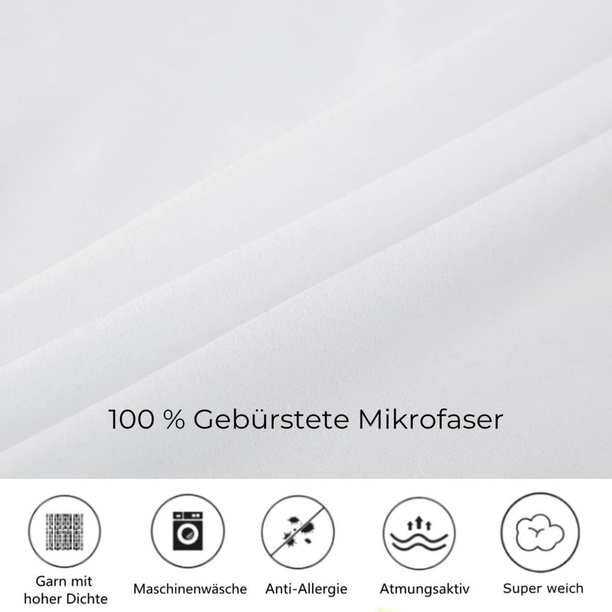 Tiger Bettwäsche 135x200 - 4teilig, Braun Weiß, 3D Mikrofaser