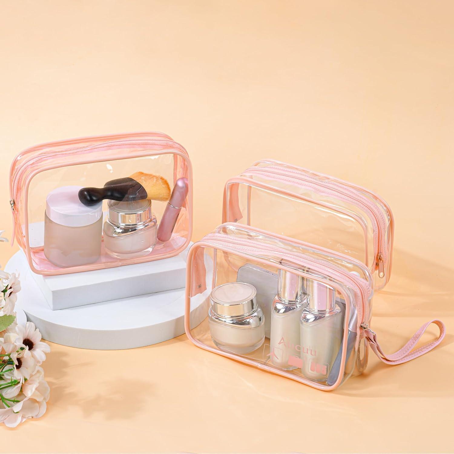 Aucuu Kulturtasche Transparent 2 Stück PVC-Reise-Waschtasche TSA-zugelassene Make-up-Taschen