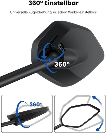 Fahrradspiegel E-Bike Links HD 360° Drehbar Klappbar Schlagfestes
