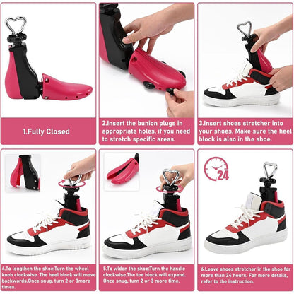Schuhspanner verstellbar für Damen & Herren, Rot Rosa (37-43)