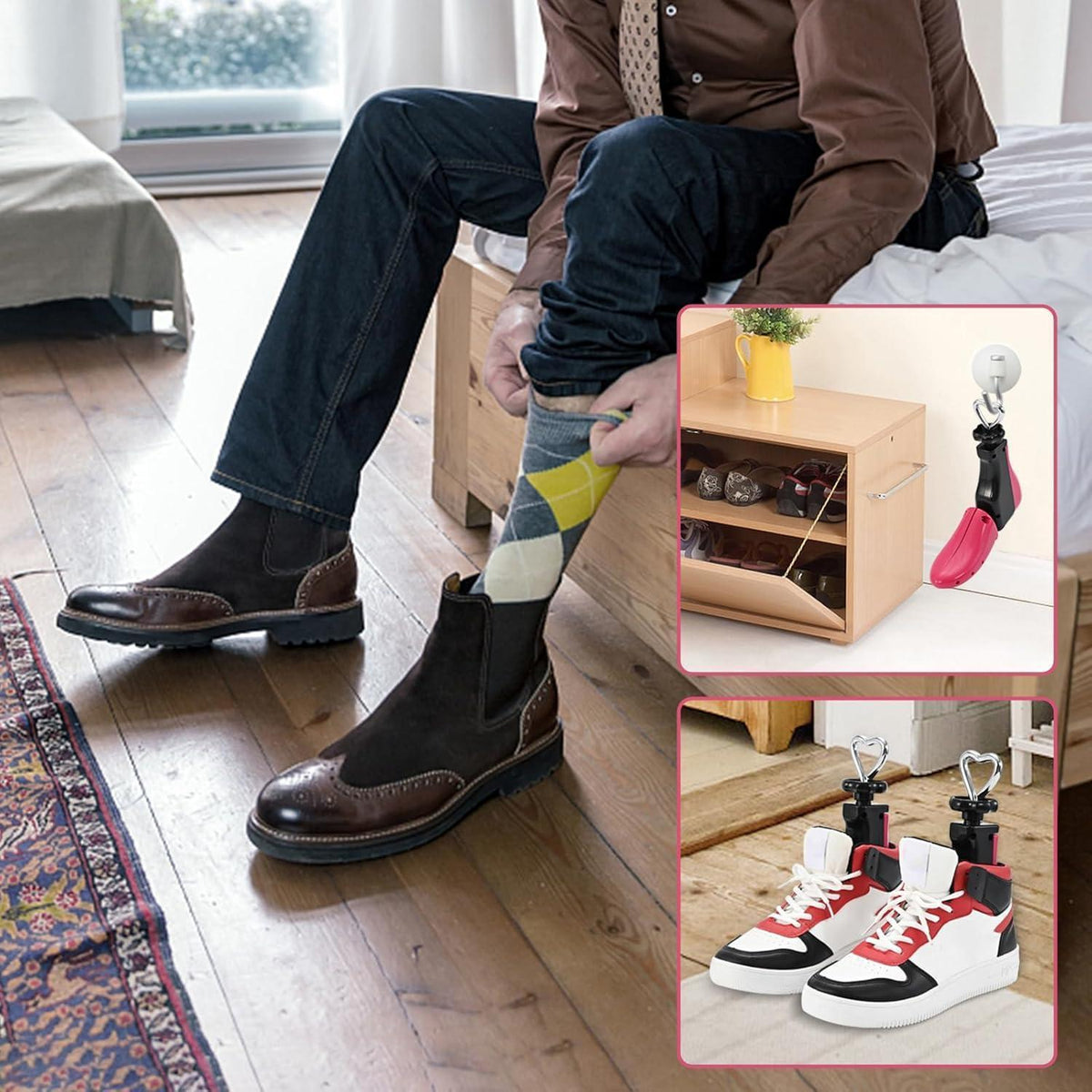 Schuhspanner verstellbar für Damen & Herren, Rot Rosa (37-43)