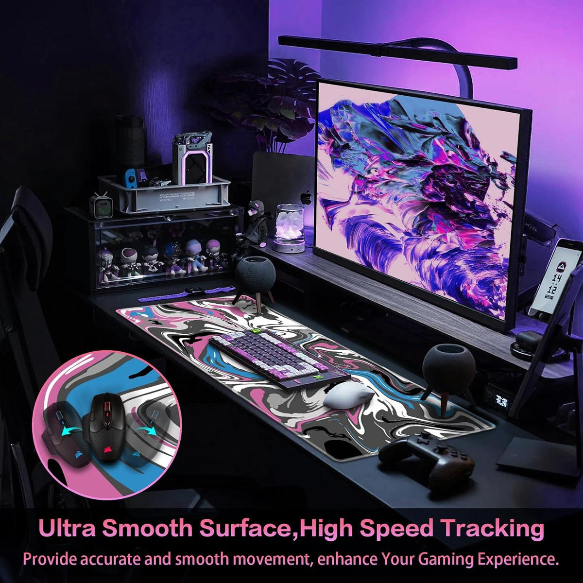 Abetcabe Gaming Mauspad XXL 900x400mm Rosa-Blau
