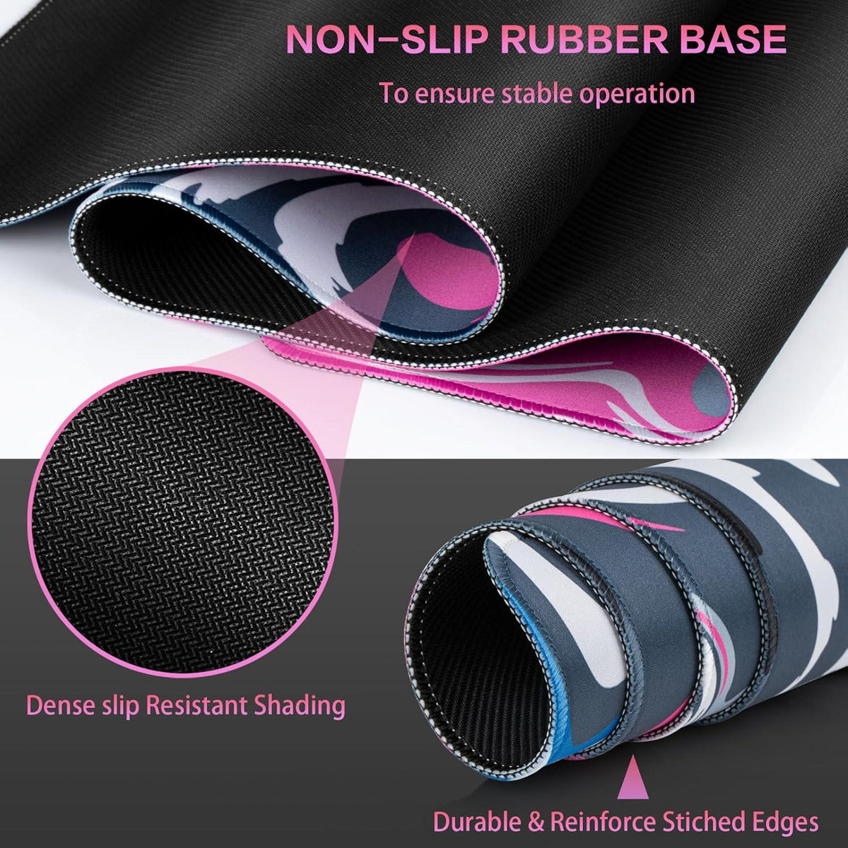 XXL Gaming Mauspad 900x400mm Wasserdicht Anti-Rutsch groß Blau-Rosa