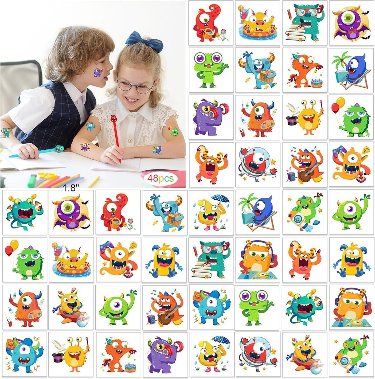 66-teiliges Monster Party Set für Kindergeburtstag und Schulanfang