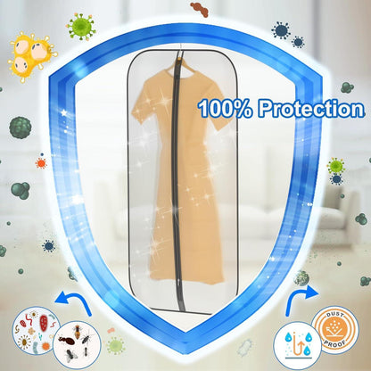 Kleidersäcke 8er Set 60x120cm Transparent mit Reißverschluss Schwarz
