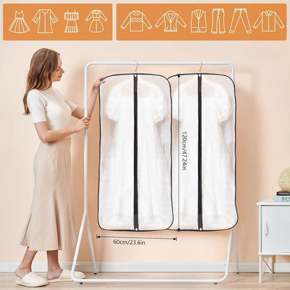 Kleidersäcke 8er Set 60x120cm Transparent mit Reißverschluss Schwarz