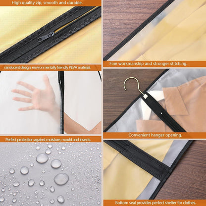 Kleidersäcke 8er Set 60x120cm Transparent mit Reißverschluss Schwarz